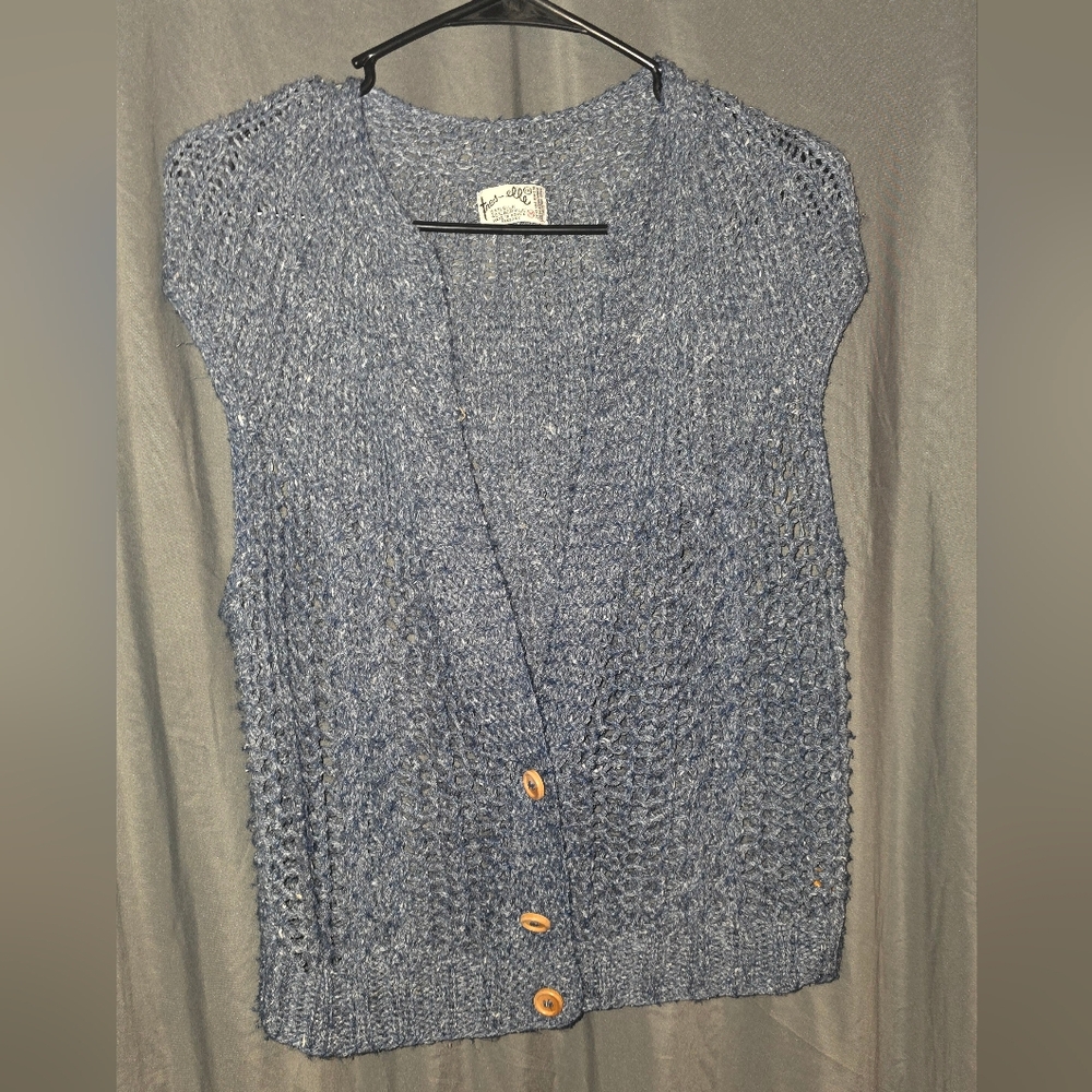 Elegant Navy Knit Cardigan Vest